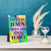 Tabletop Plaque met Easel Trust in Jesus Fotoplaat (Zijkant)