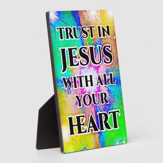 Tabletop Plaque met Easel Trust in Jesus Fotoplaat (Zijkant)