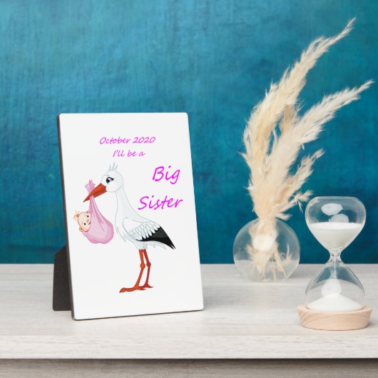 Tabletop Plaque w/ Easel Big Sister Oktober 2020 Fotoplaat (Zijkant)
