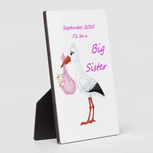 Tabletop Plaque w/ Easel Big Sister September 2020 Fotoplaat (Zijkant)