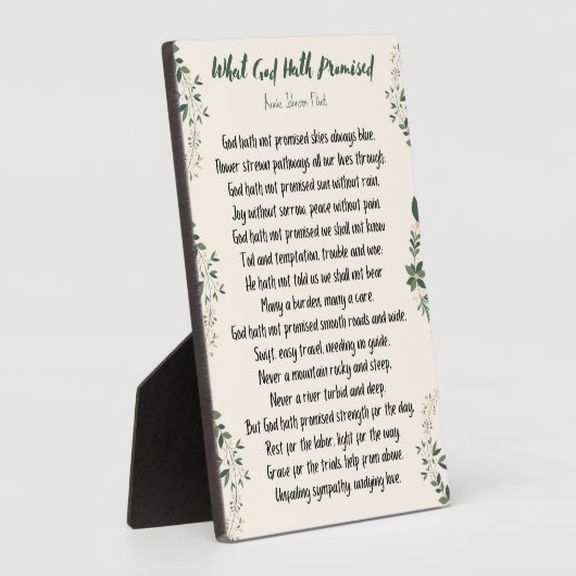Tabletop Plaque Wat God Hath beloofde Fotoplaat (Zijkant)