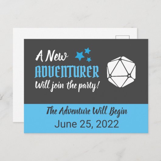 Tabletop RPG Blue Zwangerschap Aankondiging Briefk (Voorkant / Achterkant)