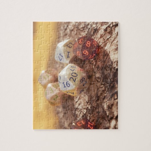 Tabletop RPG | Fantasy Role Player Dice op Bark Legpuzzel (Verticaal)