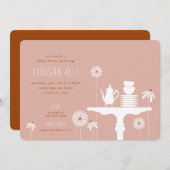 Tabletop Tea Floral Baby shower Invitation Kaart (Voorkant / Achterkant)