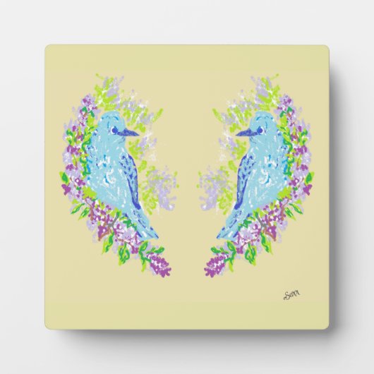 Tabletop W/Canvas: Blauwe vogelpest van geluk Pla Fotoplaat (Voorkant)