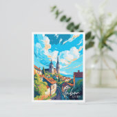 Tabor Tsjechische vintage reisillustratie Briefkaart (Staand voorkant)