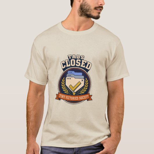 Tabs Gesloten Retro Browser Humor Badge T-shirt (Voorkant)