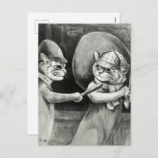 Tabs Pawnbroker by Louis Wain Feestdagenkaart (Voorkant / Achterkant)