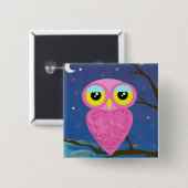 Tabu Japan Owl Square Pin Vierkante Button 5,1 Cm (Voorkant /achterkant)