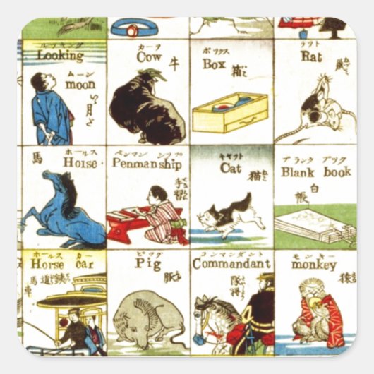 Tábua de alfabeto chinês vierkante sticker (Voorkant)