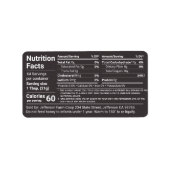 Tabular Honey Nutrition Facts Jet Black Etiket (Voorkant)