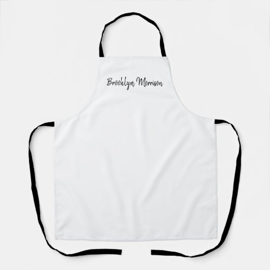 Tabzwart-wit aangepaste casual scriptnaam schort (Voorkant)