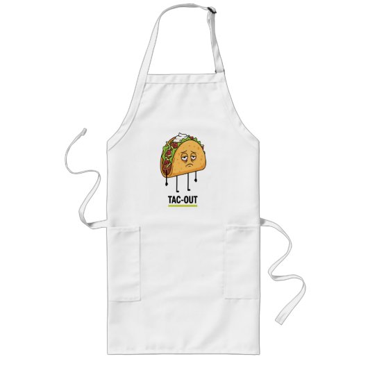 Tac-Out Stemming – Grappige Uitgeputte Taco Grappe Lang Schort (Voorkant)