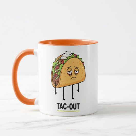 Tac-Out Stemming – Grappige Uitgeputte Taco Woords Mok (Links)