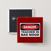 TACHER IN BAD MOOD PIN VIERKANTE BUTTON 5,1 CM (Voorkant /achterkant)