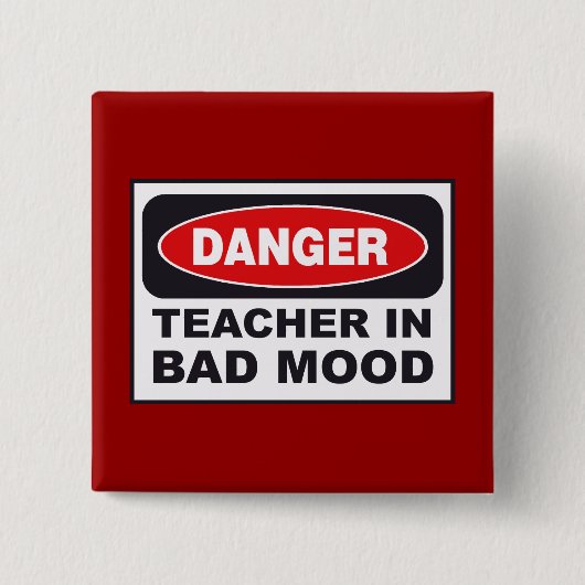 TACHER IN BAD MOOD PIN VIERKANTE BUTTON 5,1 CM (Voorkant)
