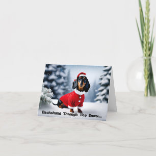 Tachshund door de sneeuw... Kerst Kaart