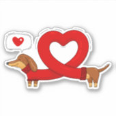 Tachshund en hart sticker (Voorkant)