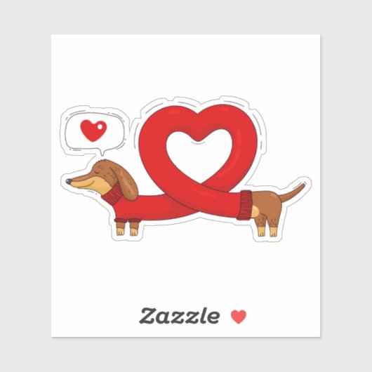 Tachshund en hart sticker (Vel)
