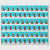 Tachshund in sneeuw met kerstcadeaus cadeaupapier (Vlak)