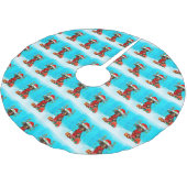 Tachshund in sneeuw met kerstcadeaus kerstboom rok (Gekanteld)