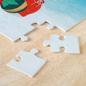 Tachshund in sneeuw met kerstcadeaus legpuzzel (Zijkant)