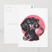 Tachshund met bril en bubbelgom briefkaart (Voorkant / Achterkant)