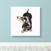 Tachshund schilderij op stretched canvas print (Insitu (Houten vloer))