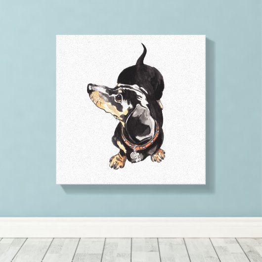 Tachshund schilderij op stretched canvas print (Insitu (Houten vloer))