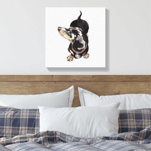 Tachshund schilderij op stretched canvas print (Insitu (Slaapkamer))