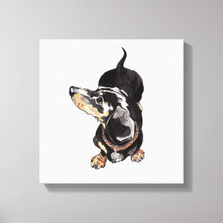 Tachshund schilderij op stretched canvas print