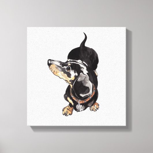 Tachshund schilderij op stretched canvas print (Voorkant)