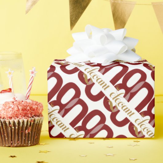 Tachtig & Elegant 80ste Verjaardag Ruby Red Gift Cadeaupapier (Verjaardagsfeest)