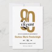 Tachtig & Elegant Goud Zwart Bloemen 80ste Verjaar Kaart (Voorkant)