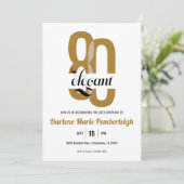 Tachtig & Elegant Goud Zwart Bloemen 80ste Verjaar Kaart (Staand voorkant)