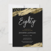 Tachtig Elegant Script Zwart en Goud Verjaardag Kaart (Voorkant)