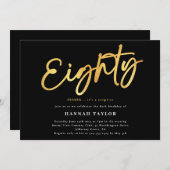 Tachtig Elegant Zwart Goud 80e Verjaardag Kaart (Voorkant / Achterkant)