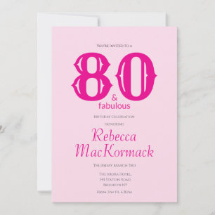 Tachtig en Fabulous Roze 80ste Verjaardag Kaart