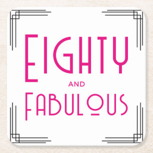 Tachtig en Fabulous Roze Art Deco 80ste verjaardag Kartonnen Onderzetters