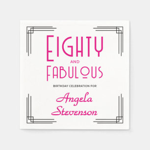 Tachtig en Fabulous Roze Art Deco 80ste Verjaardag Servet