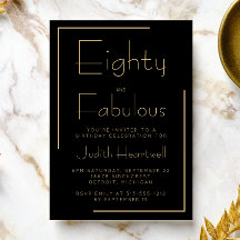 Tachtig en Fabulous Zwart Gouden 80ste Verjaardags