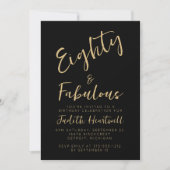 Tachtig & Fabulous Gouden Script 80ste Verjaardags Kaart (Voorkant)