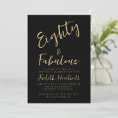 Tachtig & Fabulous Gouden Script 80ste Verjaardags Kaart (Staand voorkant)
