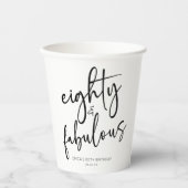 Tachtig & Fabulous Minimaal 80ste Verjaardagsfeest Papieren Bekers (Voorkant)