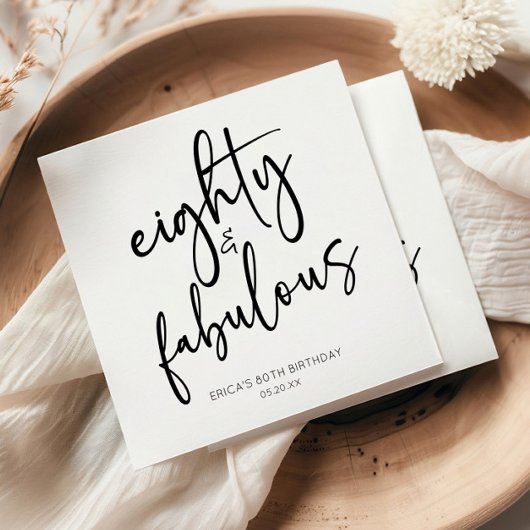 Tachtig & Fabulous Minimaal 80ste Verjaardagsfeest Servet