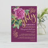 Tachtig & Fabulous Pioenroze Verjaardag Kaart (Staand voorkant)