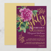 Tachtig & Fabulous Pioenroze Verjaardag Kaart (Voorkant / Achterkant)