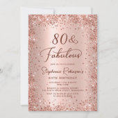 Tachtig & Fabulous Roze Gouden Glitter 80ste Verja Kaart (Voorkant)