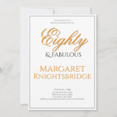 Tachtig & Fabulous Script Goud Zwart Verjaardag Kaart (Voorkant)