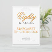 Tachtig & Fabulous Script Goud Zwart Verjaardag Kaart (Staand voorkant)